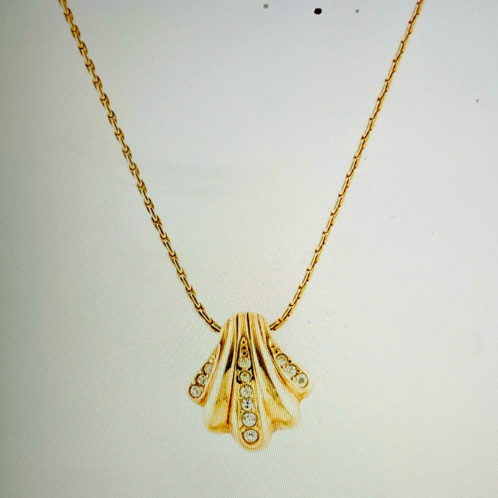 CHRISTIAN DIOR VINTAGE CRYSTAL FLOURISH PENDANT NECKLACE